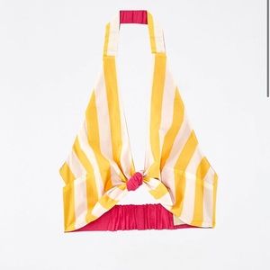 Farm Rio reversible yellow stripes crop top size small